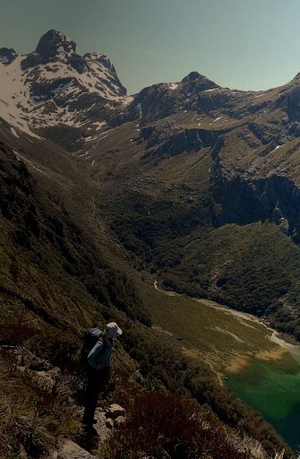 Hiking along Routeburn Track in South Island, New Zealand
