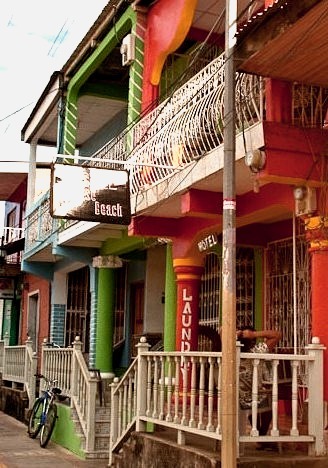 Colorful colonial buildings in San Juan del Sur, Nicaragua