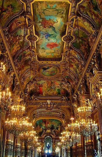 The Grand Foyer inside Palais Garnier in Paris, France