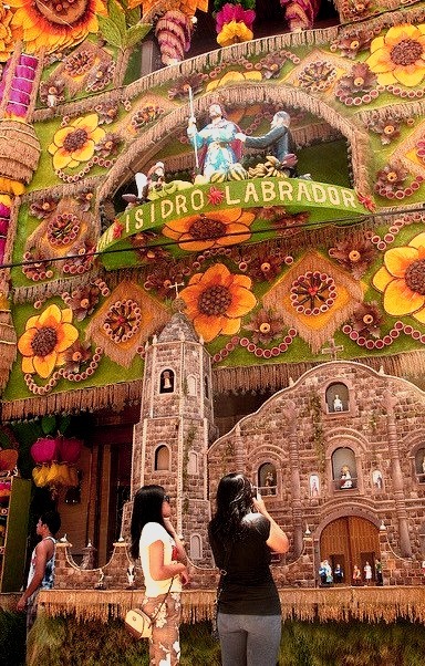 Decorated buildings during Pahiyas Festival in Lucban, Philippines
