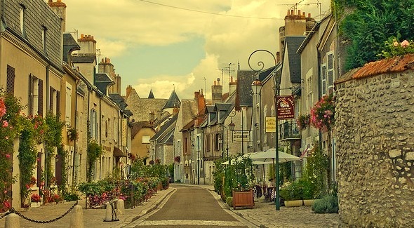 Picturesque old town of Beaugency in Loire Valley, France