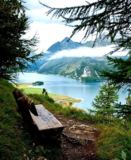 Resting stop on the shores of Lake Sils, Switzerland