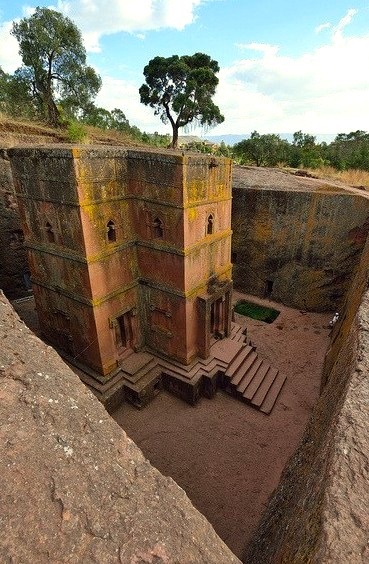 The rock-hewn church of St. George in Lalibela / Ethiopia